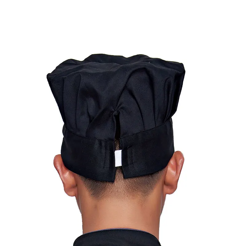 Gorro de Chef ajustable para hombre y mujer, gorro de cocina con bordado plisado, elástico, para Catering y trabajo