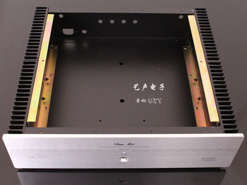 KYYSLB 435*390*120mm Pure Post Transistor Amplifier Chassis Box House DIY Enclosure with Cooling Holes Amplifier Case Shell