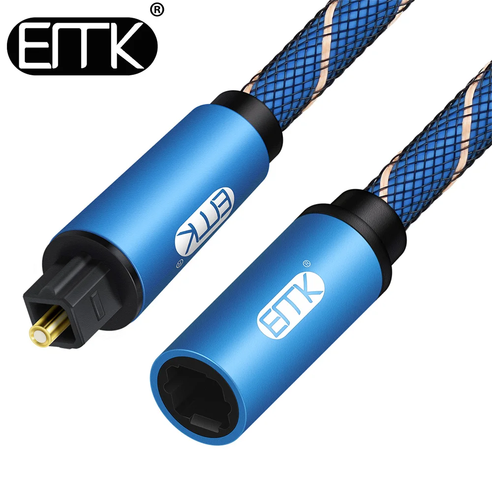 Cable de extensión de Audio óptico EMK macho a hembra, Cable Toslink Digital, Cable de fibra óptica, chaqueta trenzada para TV, DVD, altavoz