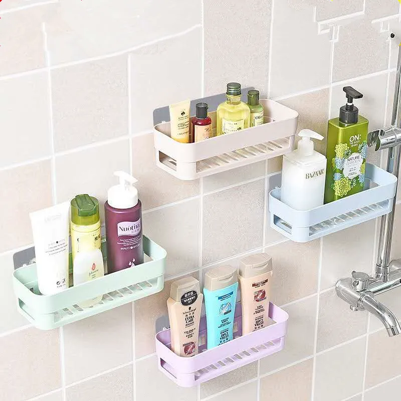 Bathroom Shelf Bathroom Adhesive Storage Rack Kitchen Home Decoration Corner Shower Shelf Rack Storage Rack Accessories 4 Color