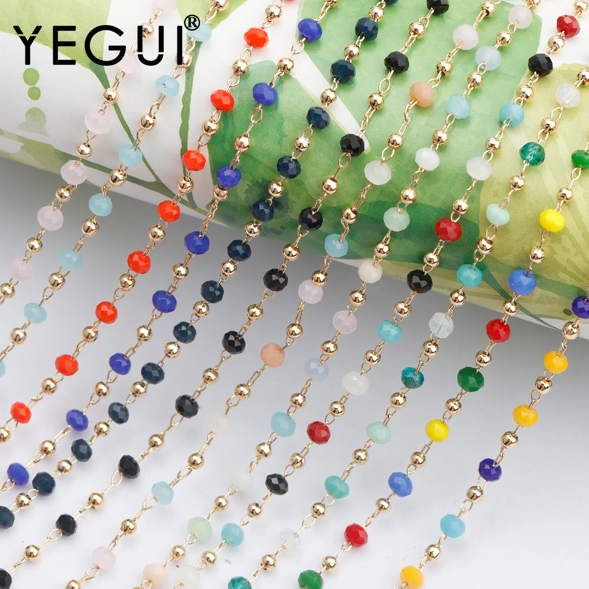 YEGUI C128,jewelry accessories,beads chain,18k gold plated,0.3 microns,hand made,diy bracelet necklace,jewelry making,1m/lot