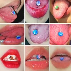 1PC Anti-Allergy Surgical Steel Tongue Barbell Piercings Flash Film Bling Bling Tongue Barbell Rings Fashion Piercing Jewelry