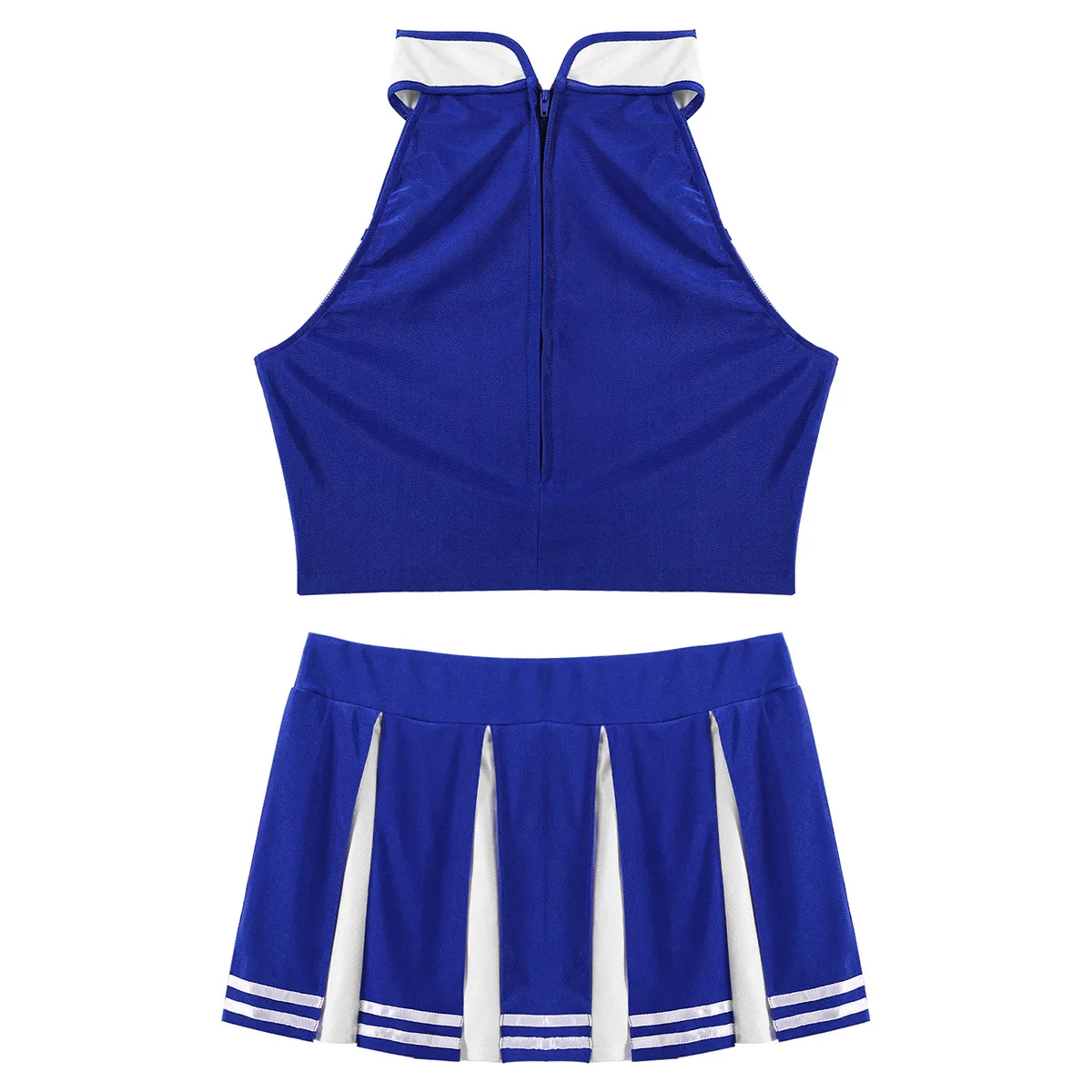 Womens Girls Cheerleading Uniform Cheerleader Cosplay Costume Set Japanese Schoolgirl Charming Crop Top with Mini Pleated Skirt