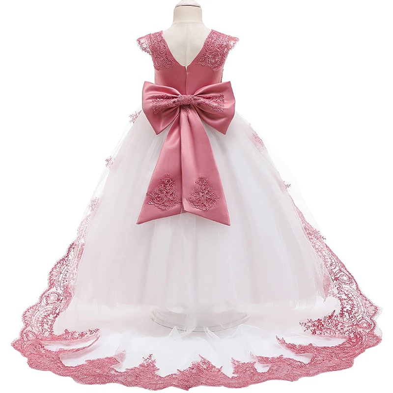 Girls Dress Elegant White Bridesmaid Kids Clothes For Girls Children Long Princess Party Wedding Vestidos 13 14 Years Vestidos