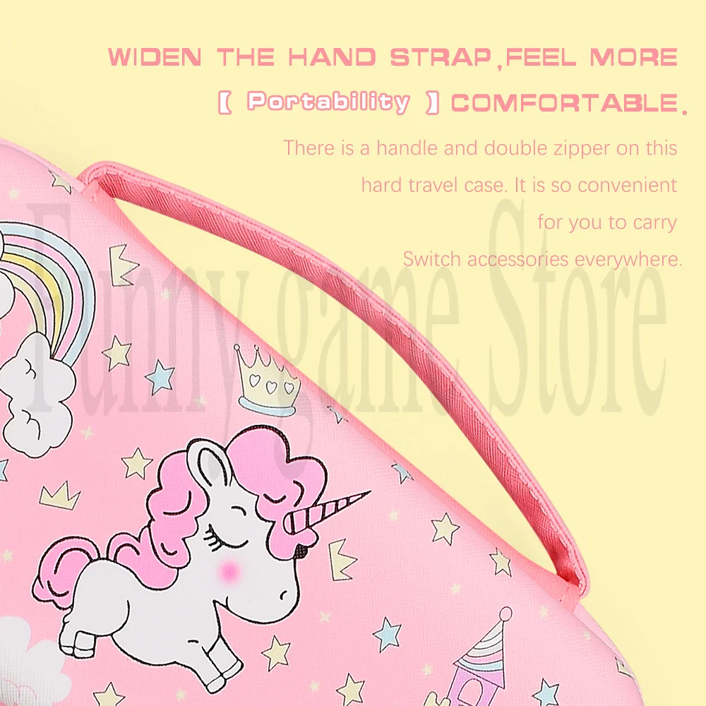 ยูนิคอร์นกระเป๋าถือแข็งสําหรับ Nintendo SWITCH & SWITCH Oled สีชมพูกระเป๋าเดินทางแบบพกพาอุปกรณ์เสริมกระเป๋าป้องกันสําหรับสาว
