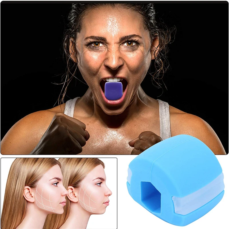 5pcs Food-grade Silica Jaw Exerciser Neck Thin Face Fitness Ball Facial Toner Reduce Double Chin Gym Gel JawLine Muscle Training