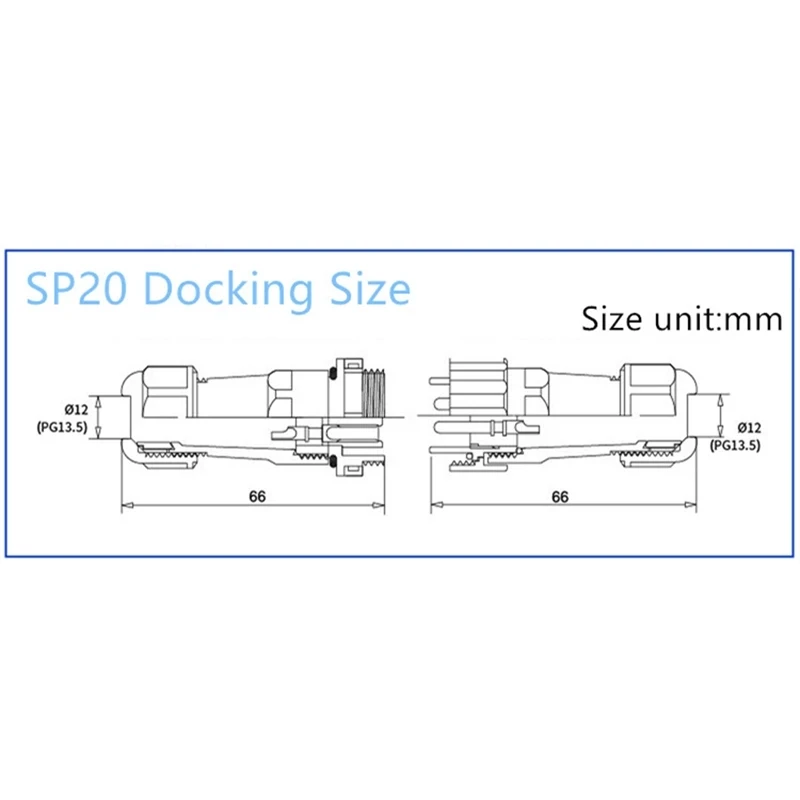 SP20 IP68 Waterproof Connector plug Back nut/Square/Docking/Flange welding type Cable Wire Connector Aviation Connectors