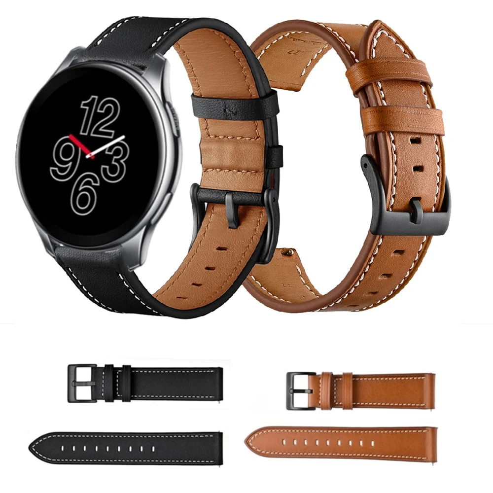 Leather Wrist Strap For OnePlus Watch Smart Watchband For Xiaomi MI Watch Color 2 Pro Revolve S2 42mm 46mm Replacement Bracelet