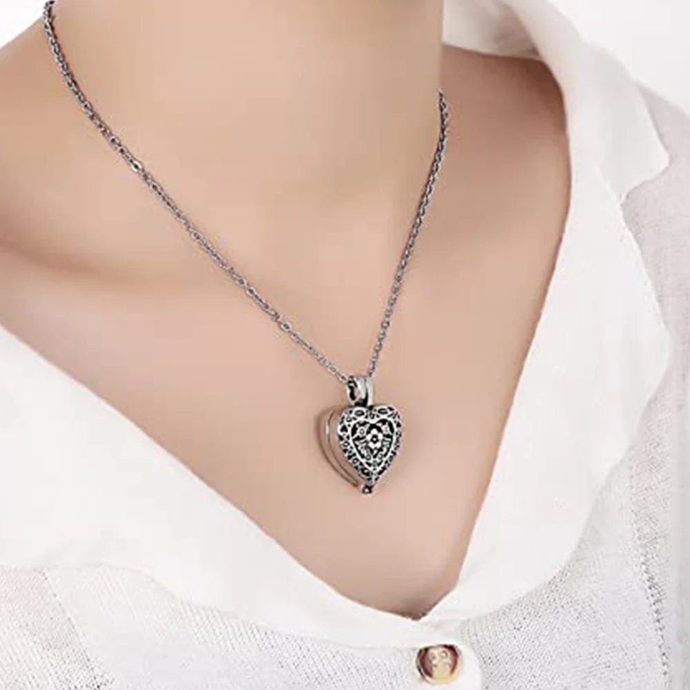 Invisible Vial Cremation Jewelry for Ashes Stainless Steel Always  In My Heart Keepsake Memorial Pendant Urn Necklace