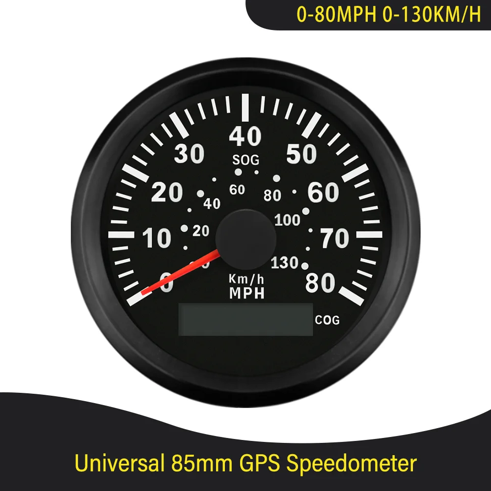 85mm GPS Speedometers 0-35MPH 0-80MPH Speed Gauge 9-32V with Red Backlight for Car Truck Motorcycle Universal