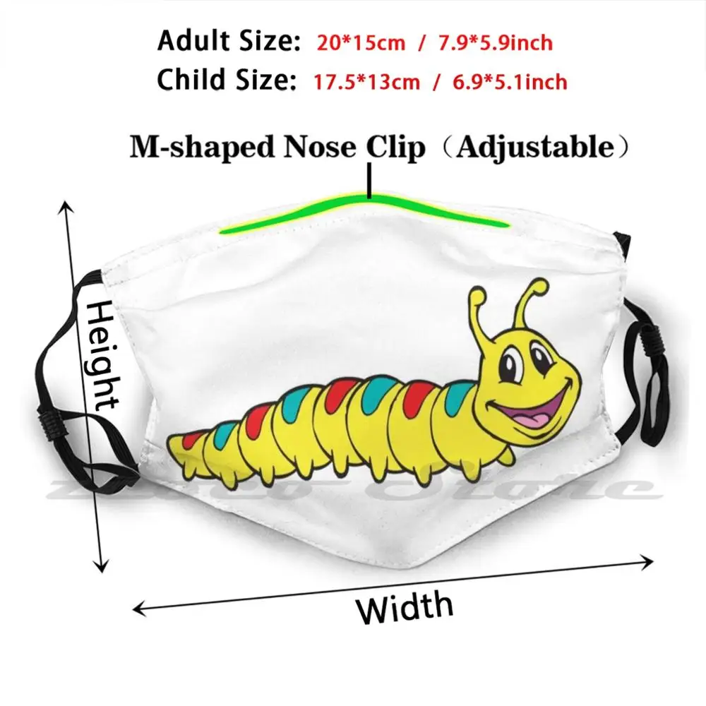 Centipede Mask Cloth Reusable Print Filter Washable Children Comic Drawing