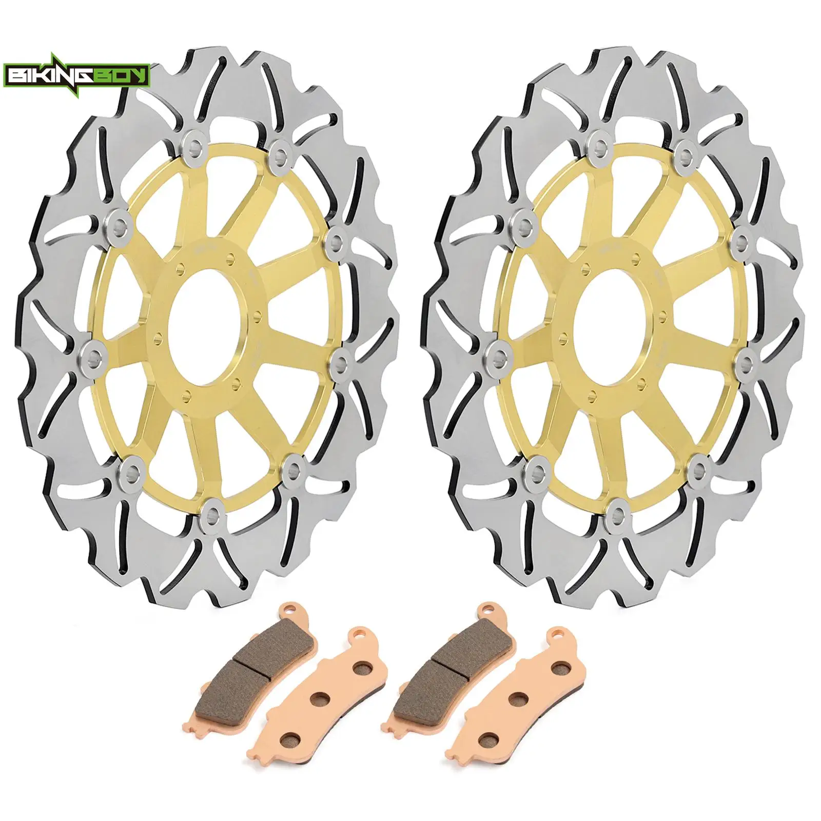 BIKINGBOY For VFR 800 / F Interceptor 98-05 XL1000V Varadero 99-06 Goldwing GL 1800 / ABS 01-17 Front Brake Discs Rotors + Pads