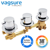 Brass Thermostatic Shower Valve Mixer Shower Column Diverter Valve For Bathroom Shower Bath 2/3/4/5 Output 3 Knobs Integral