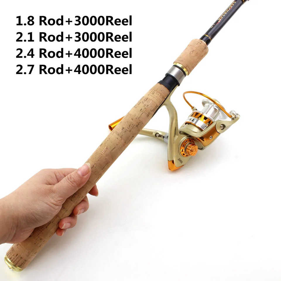 1.8m 2.1m 2.4m 2.7m wooden handle Lure rod Carbon Telescopic Fishing Rod Portable Spinning Rod and Reels Multifunction set