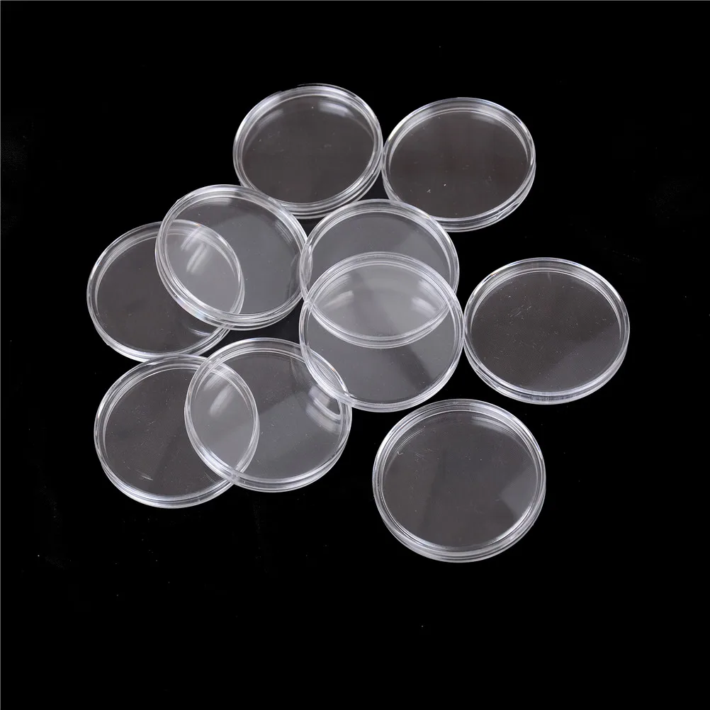 

10Pcs/set 50mm Dia Commemorative Coin Holder Plastic Cases Collection Gifts Round Clear Coin Storage Container Boxes