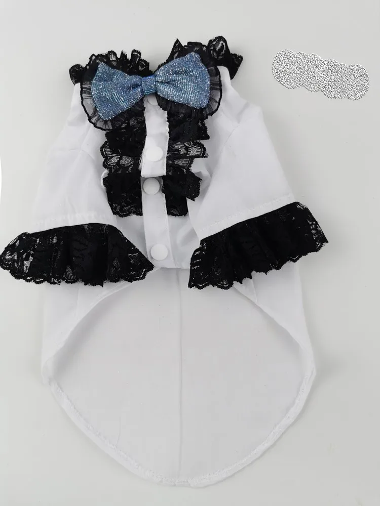 Handmade Dog Clothes Pet Supplies Jacket Suit Sparkle Fabric Lace Shirt Bow Tie Two-Piece Smart Fashion Cat Outwear Poodle Party