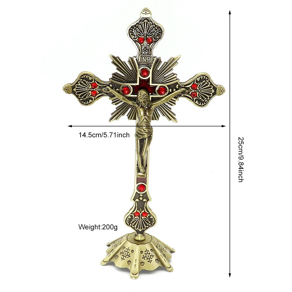 Church diamond bronze jesus cross holy suffering statue ornaments jesus christ crucifijo escapulario catolico Catholic Christian