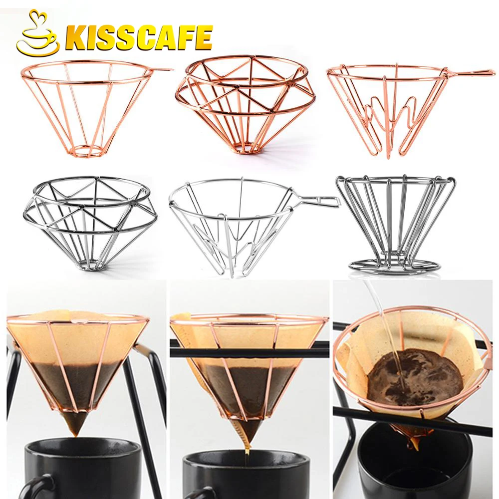 Coffee Filter Net Stainless Steel Dripper Filter Cup Holder Solid Drip Coffee Maker Household Kitchen Espresso Accessories