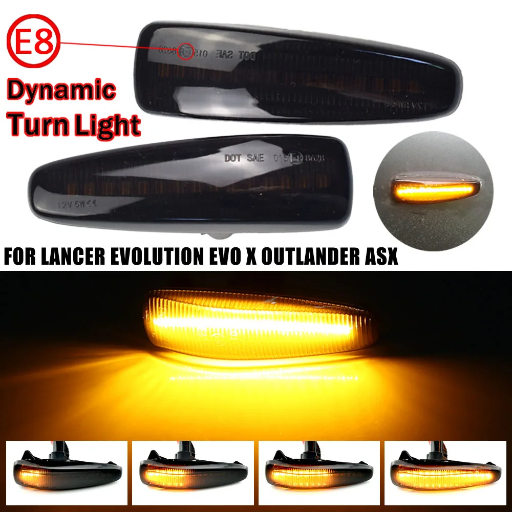 LED Dynamic Turn Signal Side Marker Sequential Light For Mitsubishi Lancer Evolution Evo X Outlander Sport RVR ASX Mirage 2014+