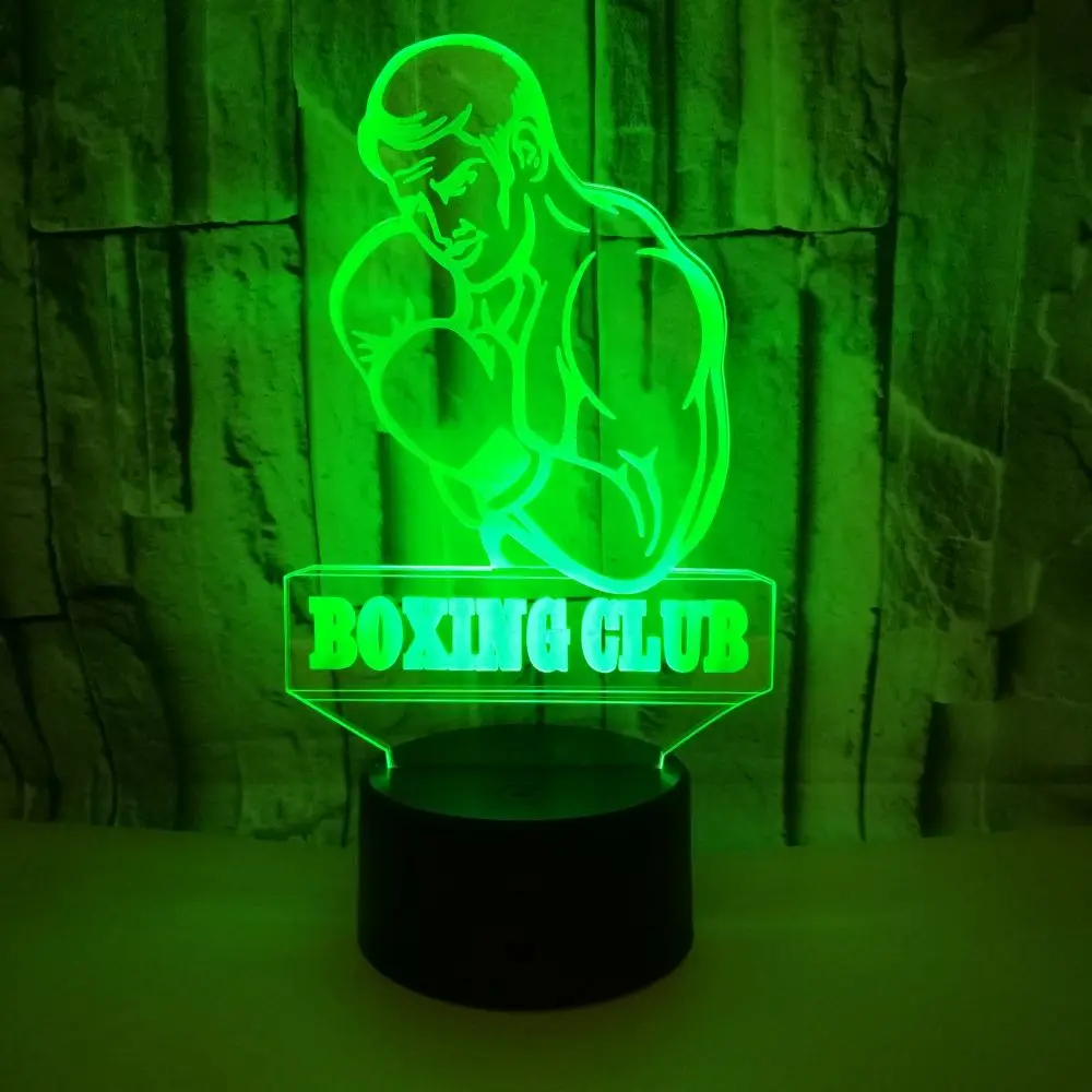 Boxing Man 3D LED Night Light Visual Modelling For Boxing Club Enthusiast Touch Button USB Table Lamp Home Decor Sleeping Light