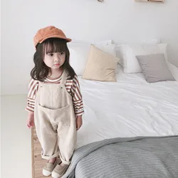 Spring Korean style Baby Girls Corduroy Loose Overalls Toddler Kids Casual All-match Suspender Trousers Little Princess Bib Pant