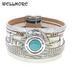 WELLMORE women bracelet fashion Leather bracelets BOHO charm bracelets for women party jewelry wholesale drop shipping