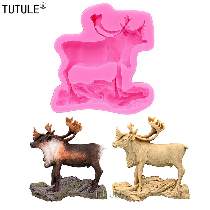 Renifer silikonowe formy masy cukrowej czekolady cukierki polimerowe świąteczne jelenie Cupcake Topper cukru ciastka dekoracje, silikonowe formy jelenia