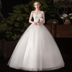 Robe de Mariée en Tulle à Manches sulfet Col Rond, Simple, Coréen, Vente en Gros, Nouvelle Collection 2021, 2020