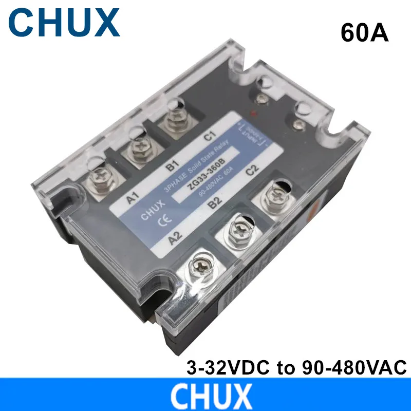 CHUX  SSR 10A 25A 40A 60A 80A 100A 120A Solid State Relay DC Control AC  Three Phase Solid State Relay SSR 40DA  DC-AC