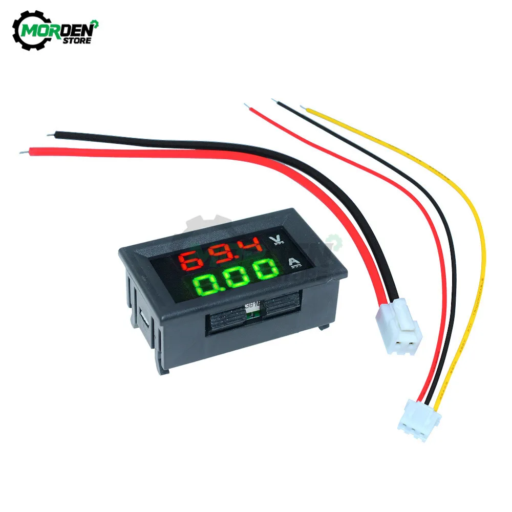 Mini Led Dual Display Digitale Voltmeter Ampèremeter 4 Bit 5 Draden Dc 100V 200V 10A 50A 0.28 Inch spanning Stroom Meter Rood Blauw