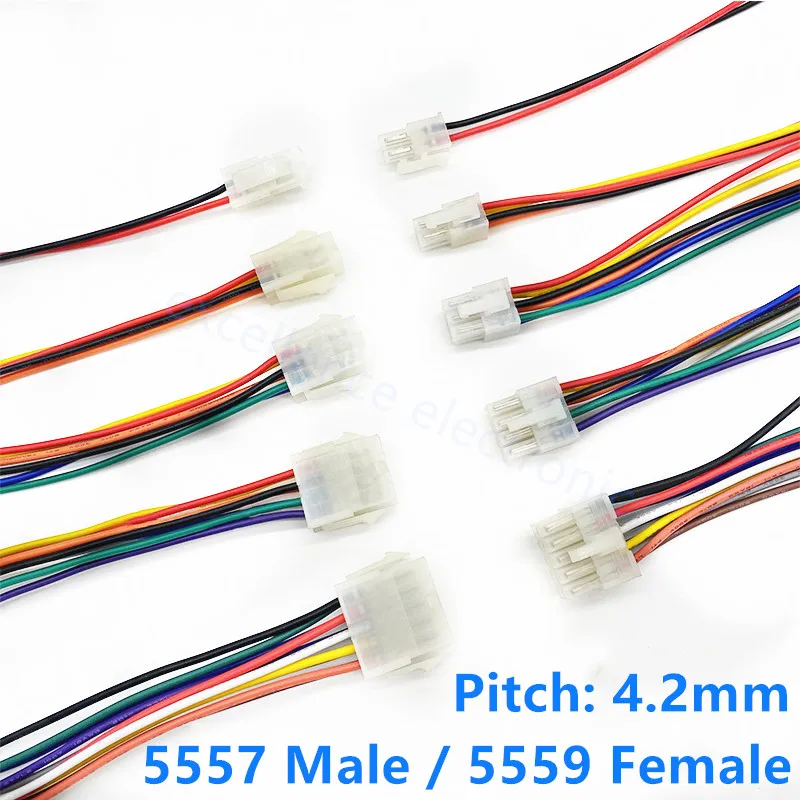 4.2mm 5557/5559 Wire Cable Connector 2/3/4/6/8/10/12/14/16/18 Pin Pitch Male Female Plug Socket 30cm Wire Length 18AWG