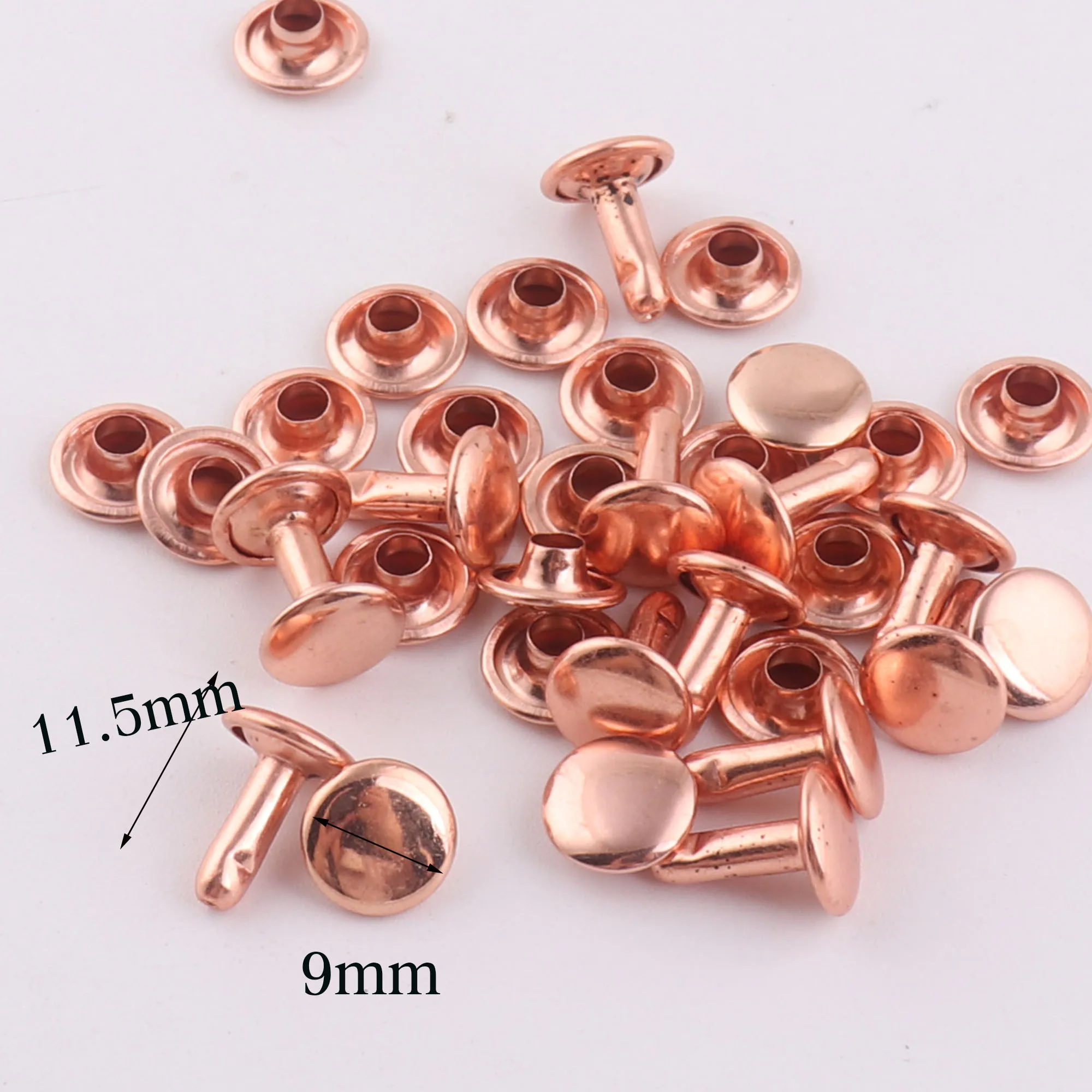 100 Sets Double Cap Rivets,Rose Gold Round Rivets Studs Leather craft,Snaps Prong Studs Rivet Fastener Riveted-6.5MM/7MM/7.5MM