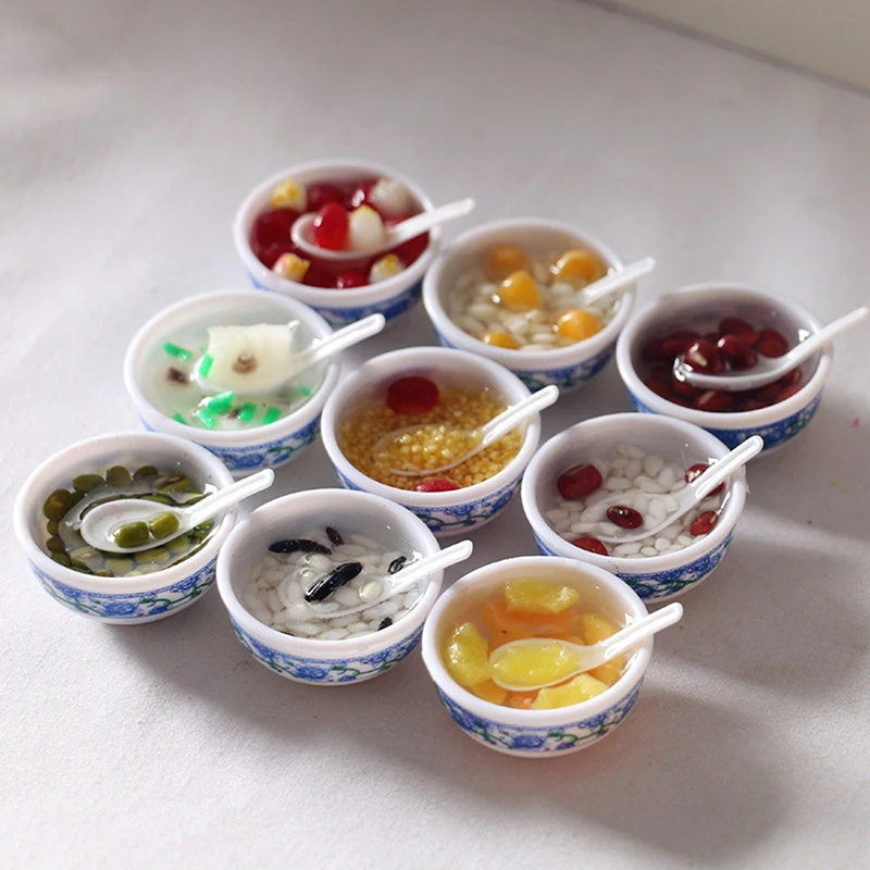 1PCS Random Miniature Chinese Desserts Dollhouse Bowl Desserts Food Mini Pretend Food Doll Kitchen Decor Accessories Toys