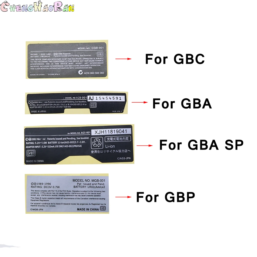 

ChengHaoRan 1pcs New Lables Stickers Replacement for Gameboy Advance/ SP/ Color for GBA/ GBA SP/ GBC Game Console