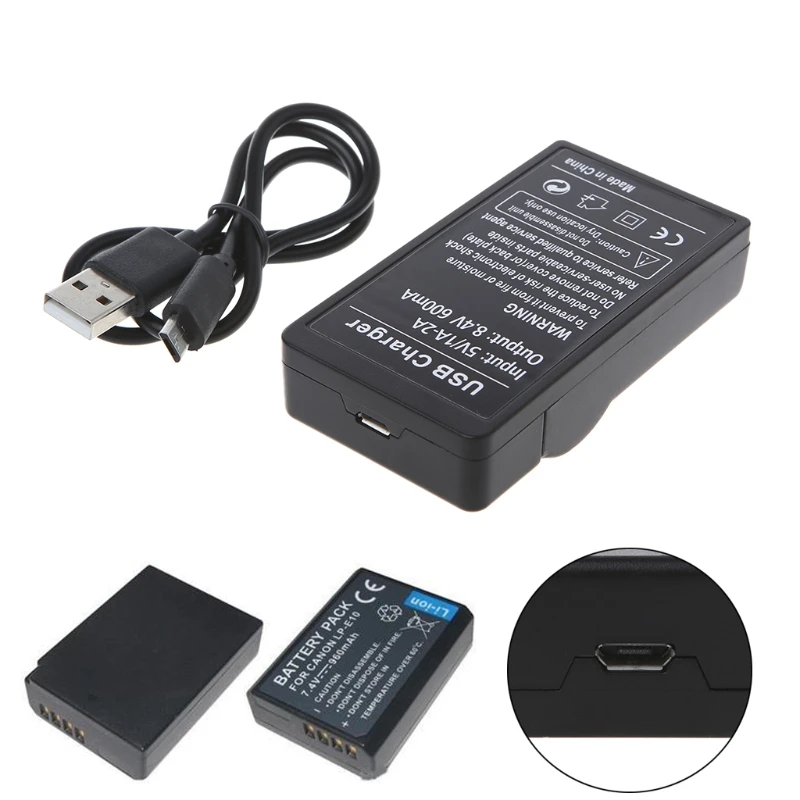 Battery Charger for canon LP-E10 EOS1100D E0S1200D Kiss X50 Rebel T3 Portable