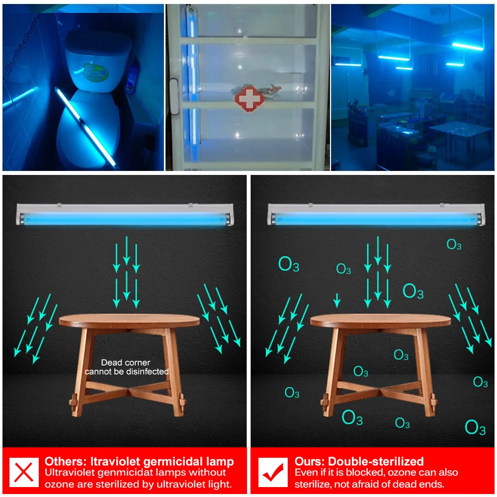 8W Ultraviolet Bactericidal Light Set T5 Tube UVC Germicidal Sterilizer lamp110V 220V Ozone Deodor Eliminator Tube Clean Air