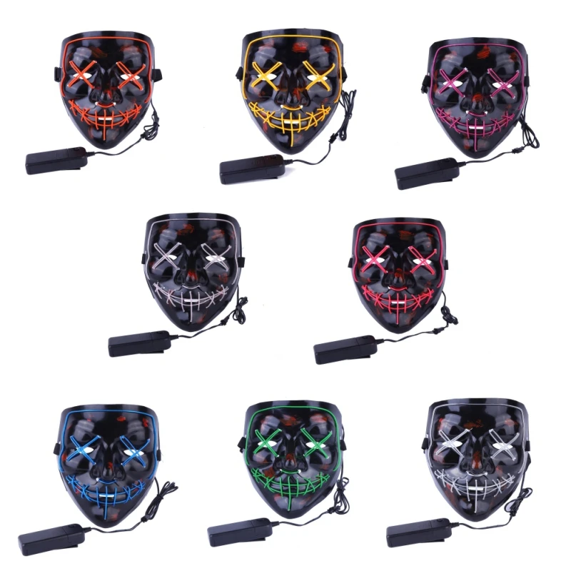Halloween Mask Vendetta EL Wire Mask Flashing Cosplay LED neon Costume Anonymous Mask for Glowing Dance Carnival Party Masks