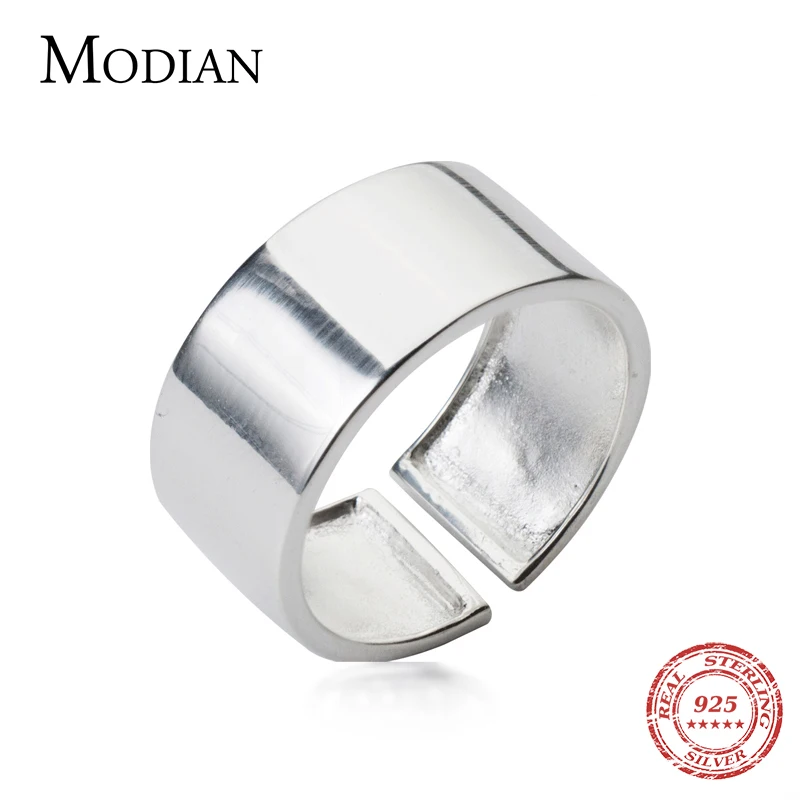 Modian Classic Authentic 925 Sterling Silver Frosted Punk Wide Ring for Women Free Size Ring Hiphop Style Fine Jewelry 2020 New