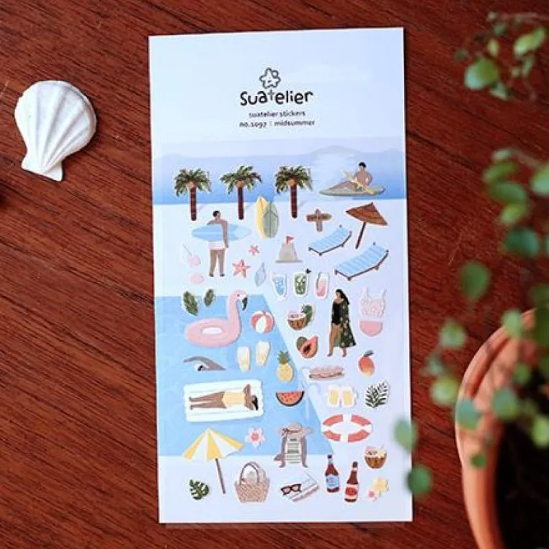 Sonia Midsummer Scrapbooking Cards Sticker Coco Tree Sea Beach DIY Paper Adhesive Stickers Junk Journal Diary Decoration Craft