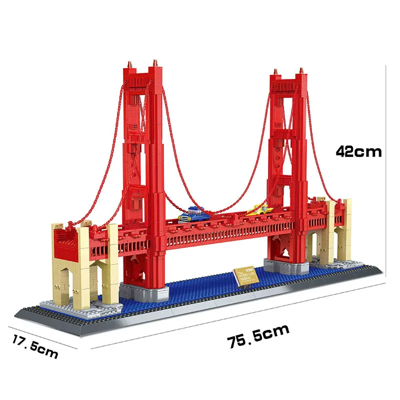 Famous Architecture Building Bricks Series Golden Gate Bridge 1977Pcs Assembly Blocks Model Sets Gifts Toys For Adults