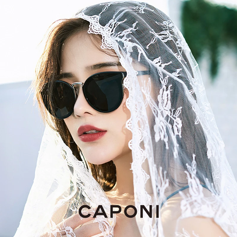 

CAPONI Nylon Polarized Women's Sunglasses Fashion Trendy Cat Eye Sun Glasses Outdoor Anti Uv Ray Original Design Eyewear CP1097