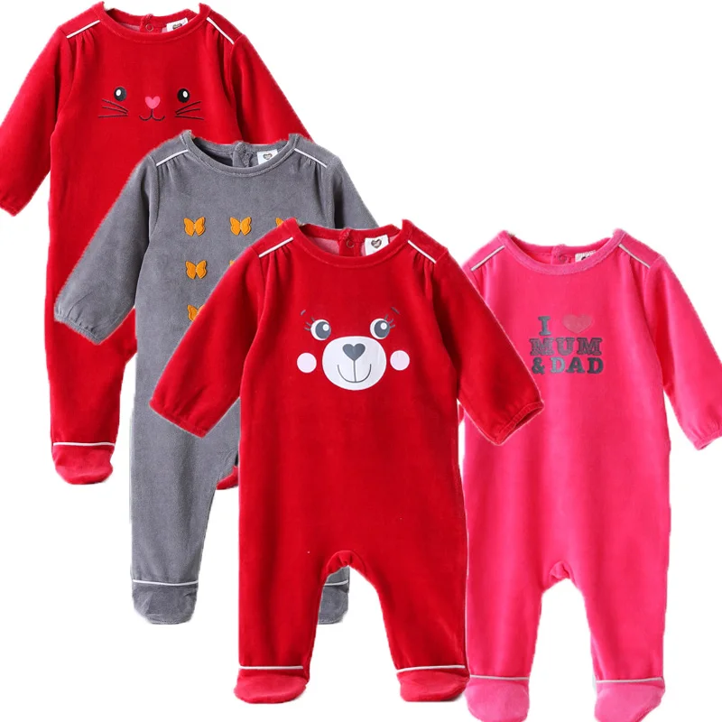 

2pcs Baby romper pyjamas kids clothes long sleeves children clothing baby overalls velour boy and girl clothes footies romper