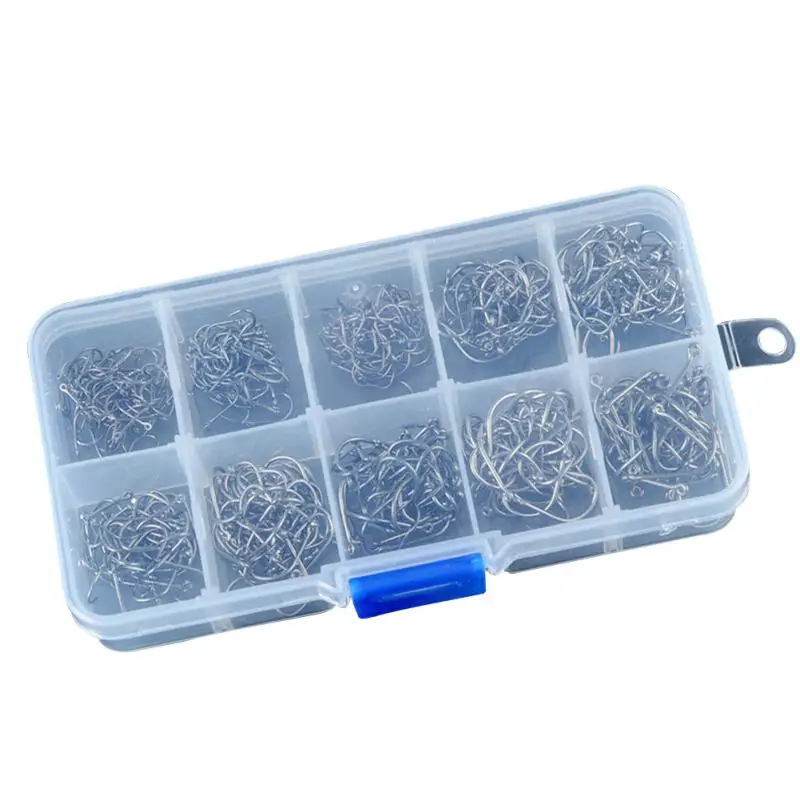 2021 500pcs Ten Grids Coating High Carbon Stainless Steel Carp Fishing Hooks Pack with Retail Original Box Angling Hook Tackle