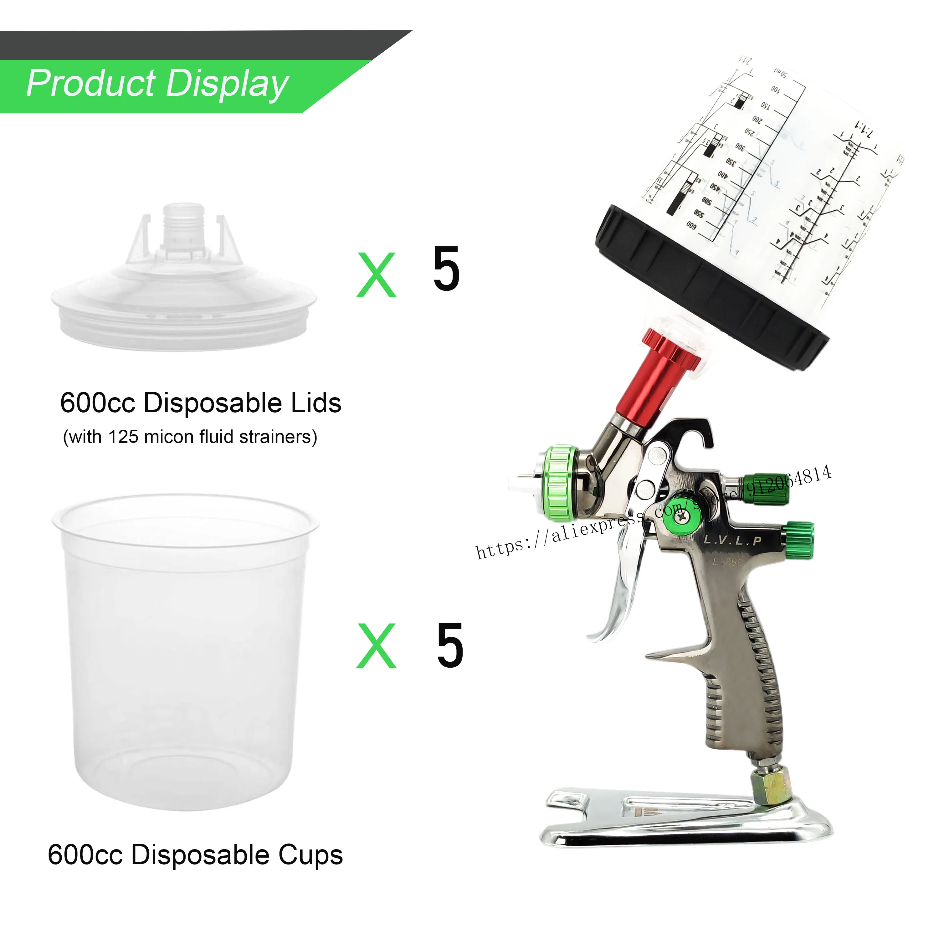 

High Quanlity LVLP Spray Gun L-898 Spray Gun 1.3mm Stainless Nozzle With 600CC Cup For Car Paint Professional Airbrush Paint