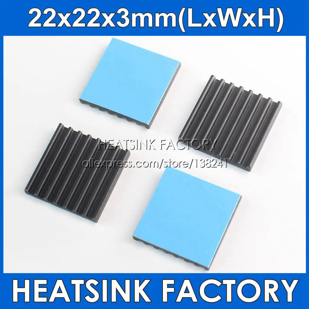 

HEATSINK FACTORY Black 22x22x3mm Heatsink Aluminum Heat Sink Radiator Cooler With Tape Applied