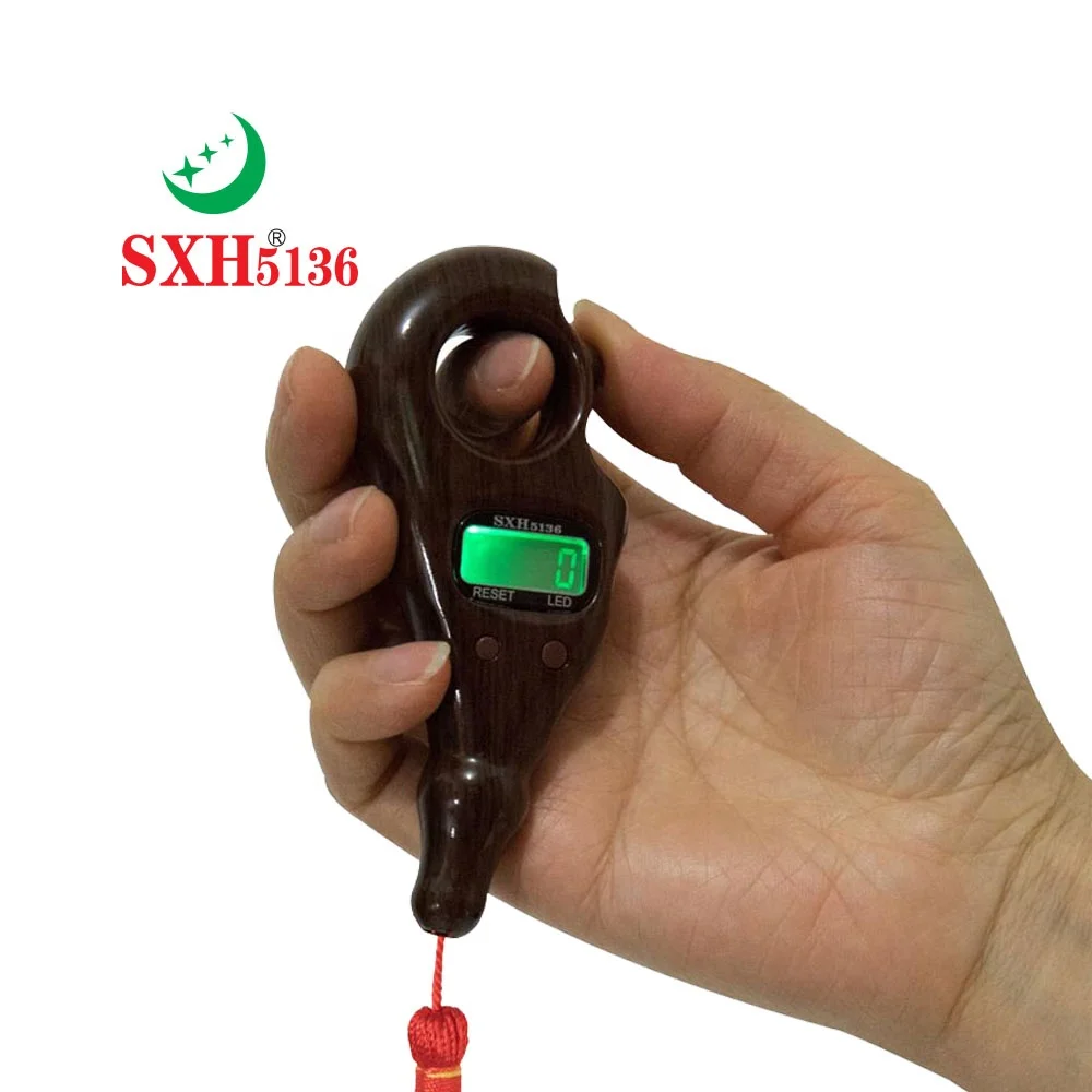 SXH5136 Factory Wholesale Electronics Tally Counter with LED  Compass Wooden color Digital Tasbih Bead Rosary