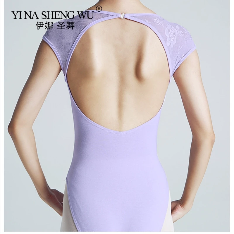 New Ballet Dance Lace Leotard For Women Girls Gymnastics Leotards Dancewear Clothing Lace Splice Cutout Back Ballet Dance Female