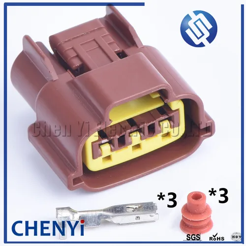 1 Juego de 3 pines 6098-0142 enchufe de bobina de encendido automotriz conector hembra impermeable Sensor de posición del acelerador TPS para coches Nissan