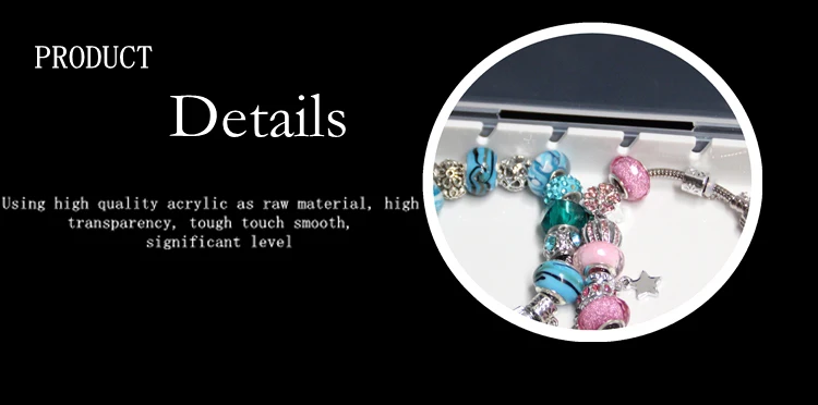 Acrylic Jewelry Charm Beads Storage Box for Trollbeads Bracelet Ring Holder Organizer Tray Diy Finding Display Stand Rack Case