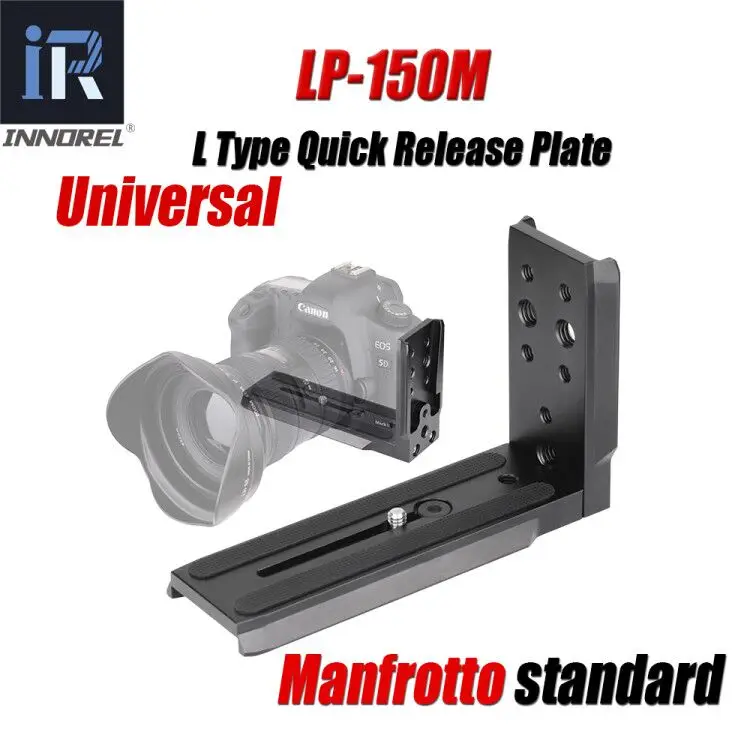 INNOREL LP-150M Universal L-Shaped Quick Release Plate Shooting Bracket for Tripod Ball Head and Manfrotto DSLR Cameras